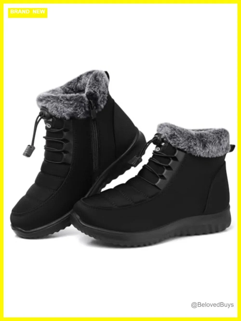 Fur Lined Warm Ankle Snow Boots | Water Resistant Anti-Slip Zipper Outdoor